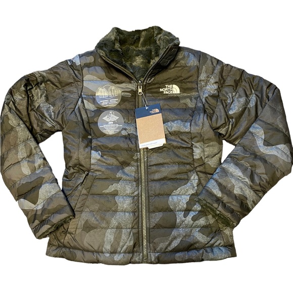 North Face Puffer Green Swirl